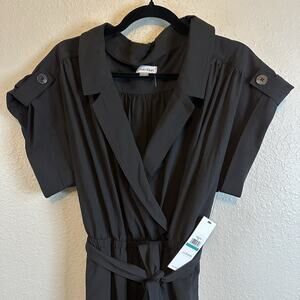 NWT Calvin Klein Women’s Black Jumpsuit 16 Short Sleeve Cropped Stretch Casual